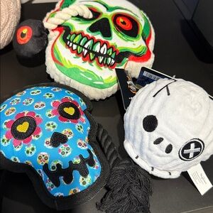 Colorful Skull Dog Toys. NWT for Halloween fun! All 3!